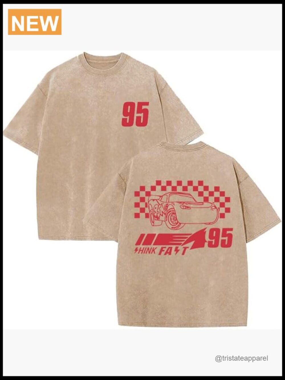 Oversized Car Graphic Tee Washed Vintage Short Sleeve T-Shirt for Men Women